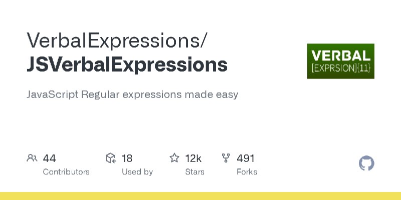GitHub - VerbalExpressions/JSVerbalExpressions: JavaScript Regular expressions made easy
